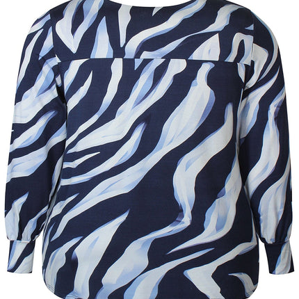 plus size Zhenzi Saia Bluse blå i store storrelser