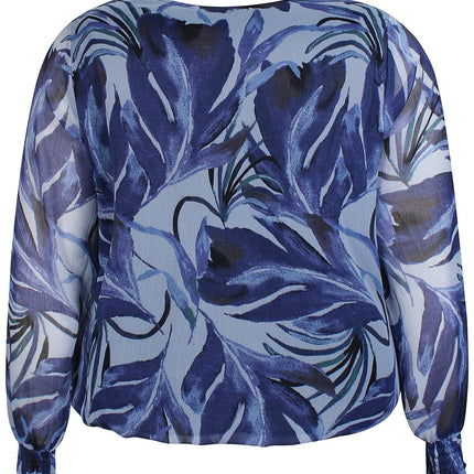 plus size Zhenzi Seya Bluse blåmønstret i store storrelser