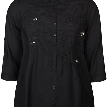 plus size Zhenzi Siba lang skjorte Sort i store storrelser