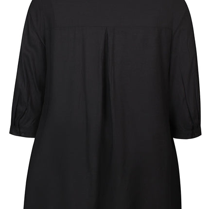 plus size Zhenzi Siba lang skjorte Sort i store storrelser