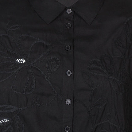 plus size Zhenzi Siba lang skjorte Sort i store storrelser