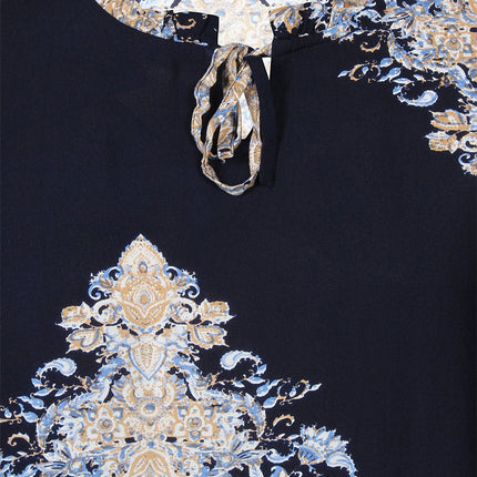 plus size Zhenzi Sila bluse blåprint i store storrelser