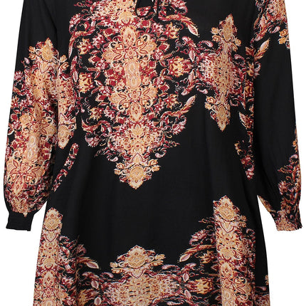 plus size Zhenzi Sila kjole vinrødprint i store storrelser