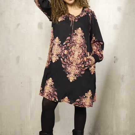 plus size Zhenzi Sila kjole vinrødprint i store storrelser