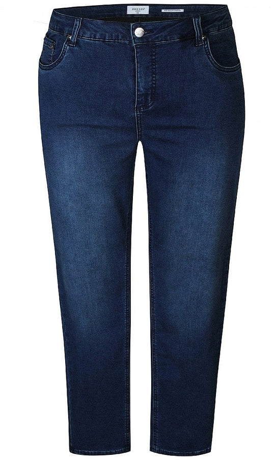 plus size Zhenzi Stomp Jeans smale ben blå i store storrelser