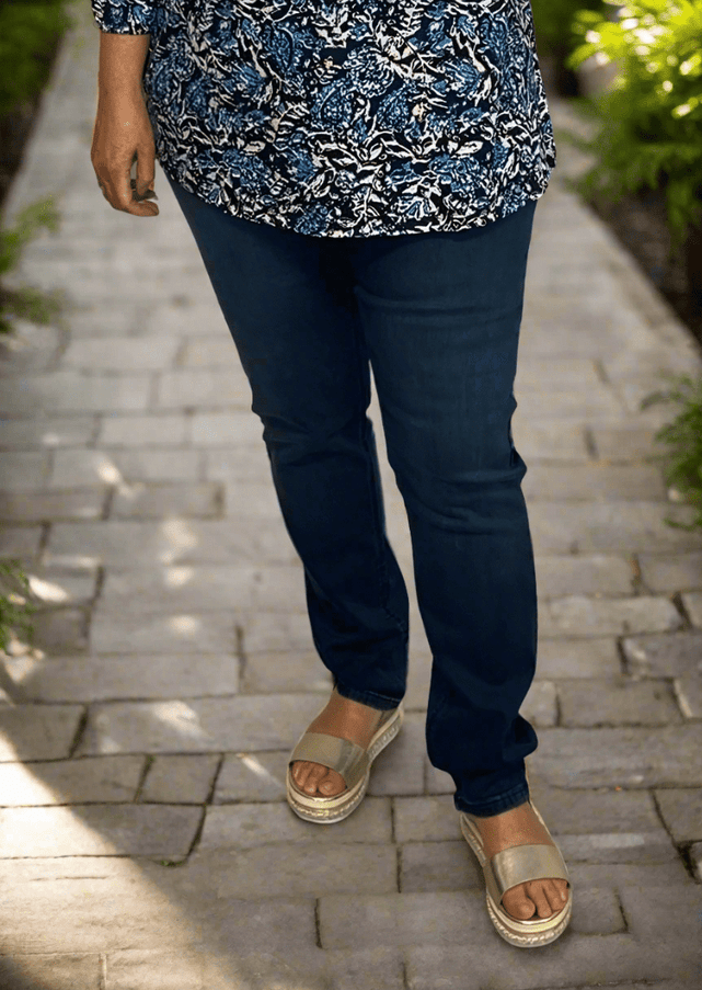 plus size Zhenzi Stomp Jeans smale ben blå i store storrelser