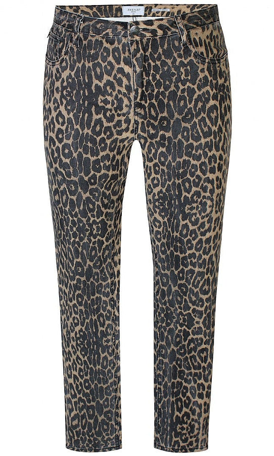 plus size Zhenzi Stomp Jeans smale ben leo print i store storrelser