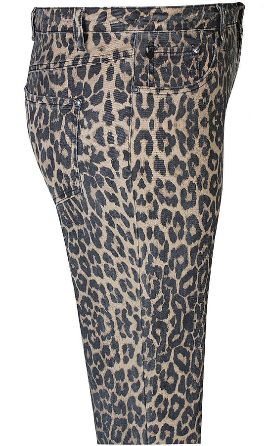 plus size Zhenzi Stomp Jeans smale ben leo print i store storrelser