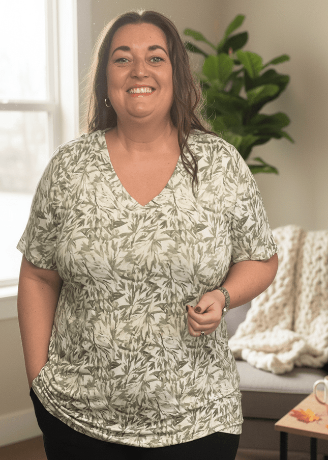 plus size Zhenzi Sylva jersey topp grønnprint INGEN RETURRETT i store storrelser