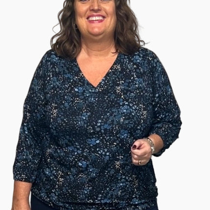 plus size Zhenzi Sylva topp blå i store storrelser