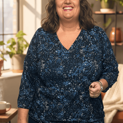 plus size Zhenzi Sylva topp blå i store storrelser