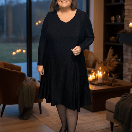 plus size Zhenzi Toby kjole glitter sort i store storrelser