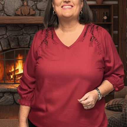 plus size Zhenzi Vada bluse Rød i store storrelser