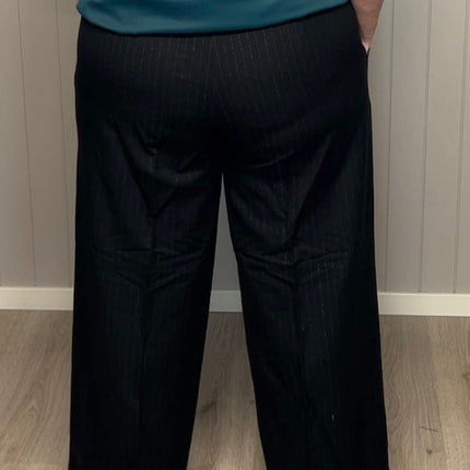 plus size Zhenzi Vaya vide dressbukser pinstripe Sort i store storrelser