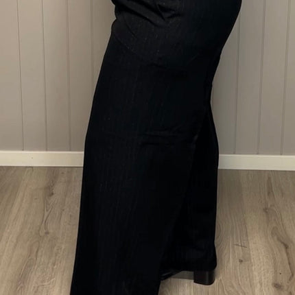 plus size Zhenzi Vaya vide dressbukser pinstripe Sort i store storrelser