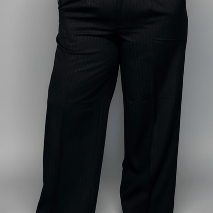 plus size Zhenzi Vaya vide dressbukser pinstripe Sort i store storrelser