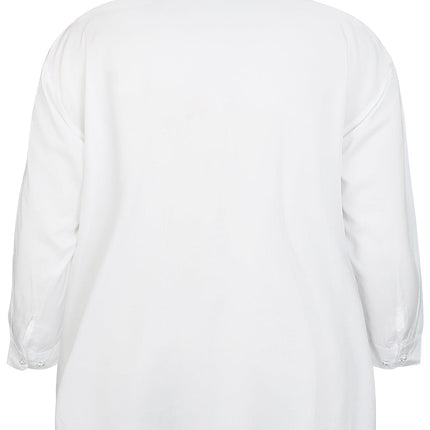 plus size Zhenzi Vicky skjorte med pynt Hvit i store storrelser